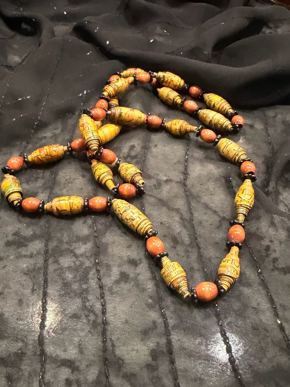 Handmade Yellow and Orange Beaded Necklace - Women's Jewelry